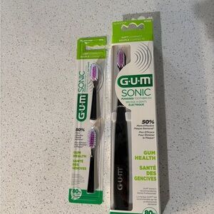 GUM Sonic Powered Toothbrush - Black with replacement heads